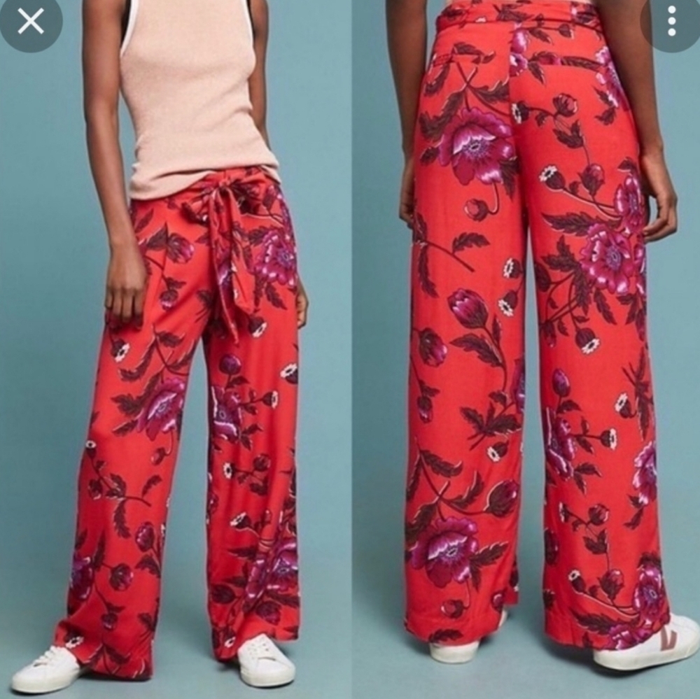 ETT:TWA by Anthropologie Margo Floral Wide-Leg Pants Size 8